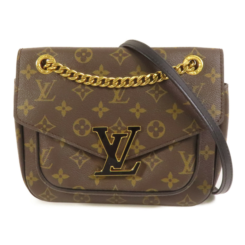 LOUIS VUITTON Monogram Passy金扣肩背袋棕色-0