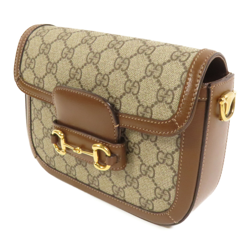 GUCCI 塗層帆布Horsebit 1955 Mini金扣肩背袋-2