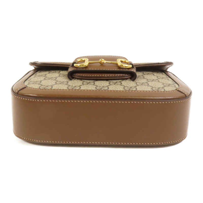 GUCCI 塗層帆布Horsebit 1955 Mini金扣肩背袋-3