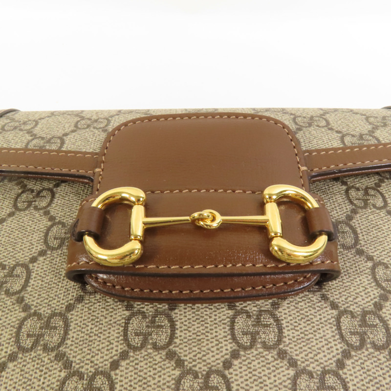 GUCCI 塗層帆布Horsebit 1955 Mini金扣肩背袋-6