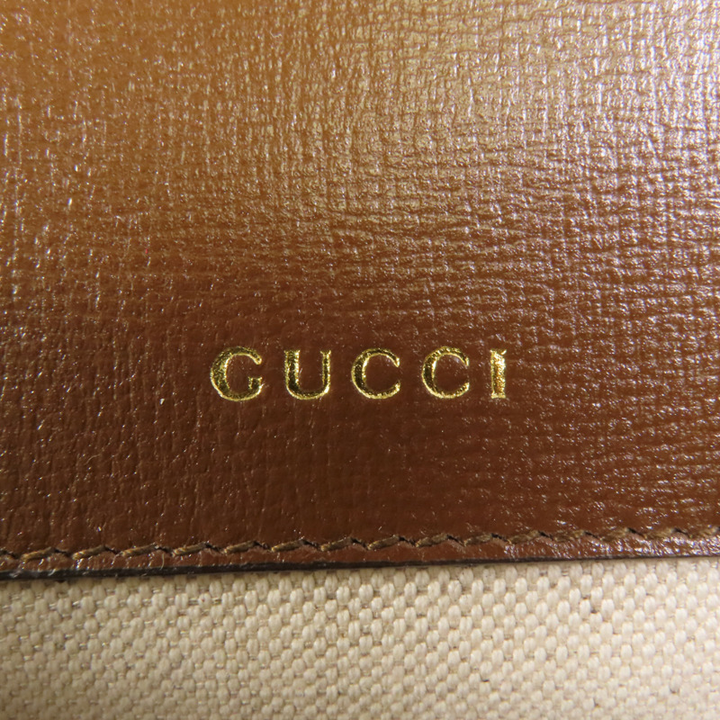 GUCCI 塗層帆布Horsebit 1955 Mini金扣肩背袋-7