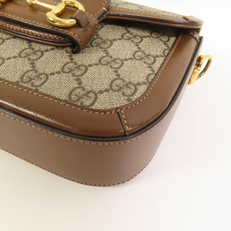 GUCCI 塗層帆布Horsebit 1955 Mini金扣肩背袋-15