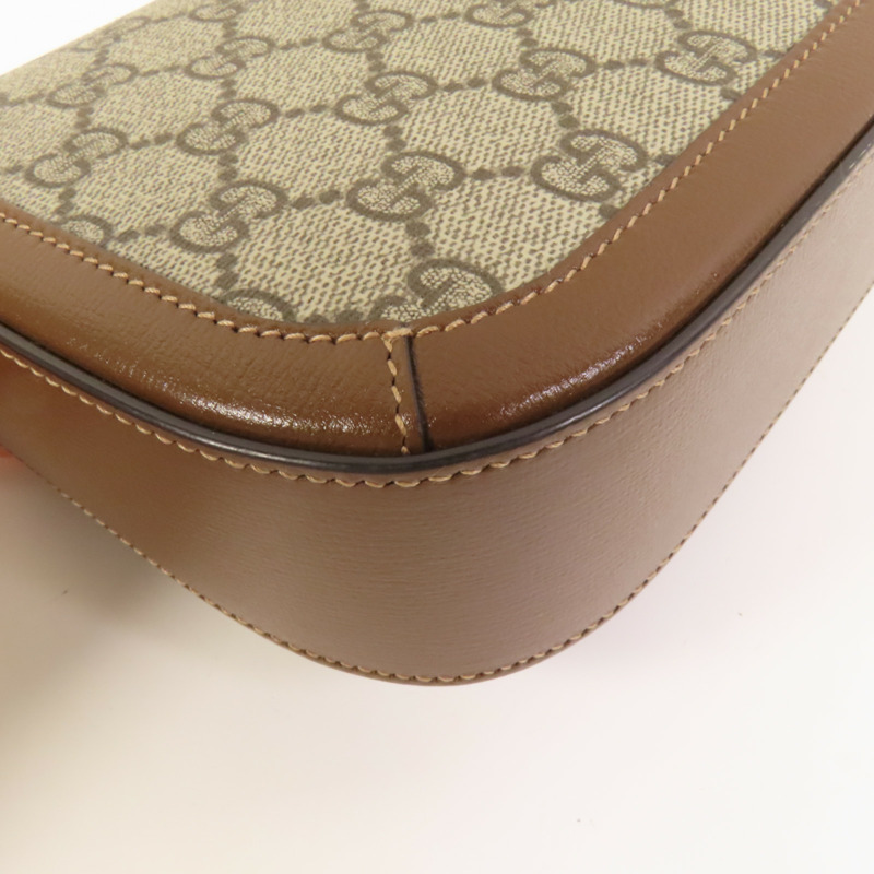 GUCCI 塗層帆布Horsebit 1955 Mini金扣肩背袋-16