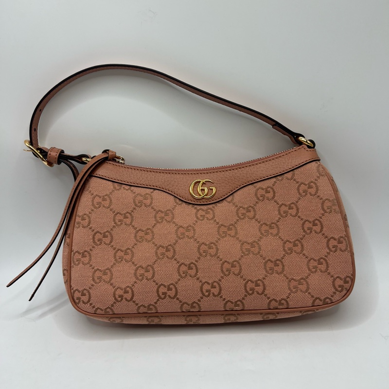 Gucci/古驰 Ophidia系列 粉色 麻将腋下包  手提包 肩带可调节-0