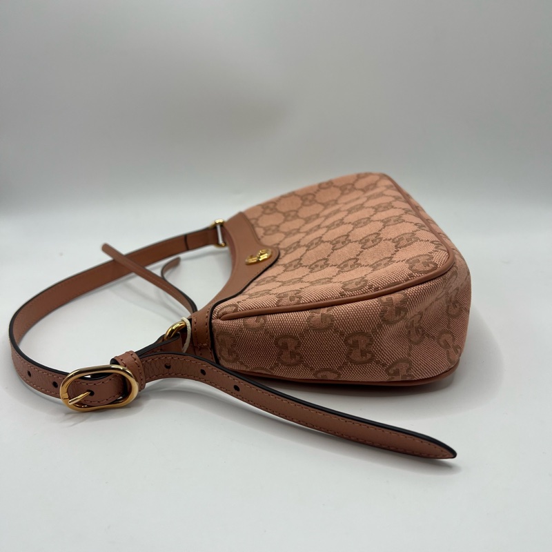 Gucci/古驰 Ophidia系列 粉色 麻将腋下包  手提包 肩带可调节-4