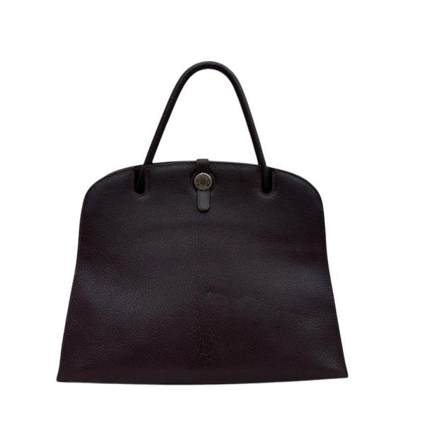 Hermès 中古深咖銀扣手提包-2