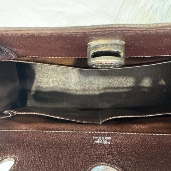 Hermès 中古深咖銀扣手提包-5