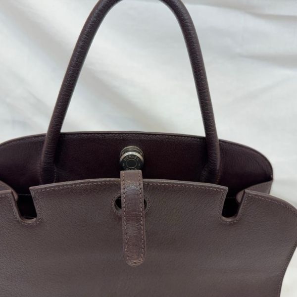 Hermès 中古深咖銀扣手提包-6