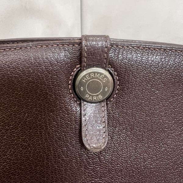Hermès 中古深咖銀扣手提包-8