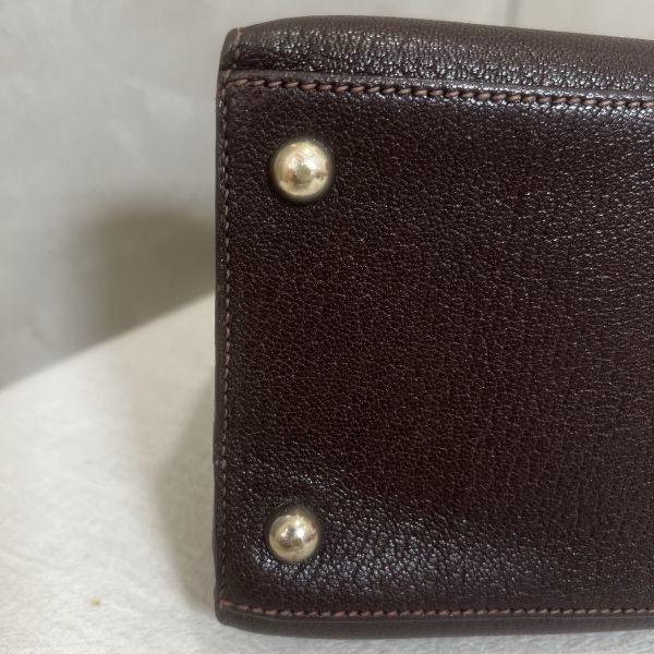 Hermès 中古深咖銀扣手提包-10