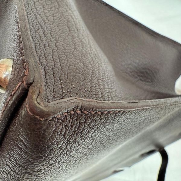 Hermès 中古深咖銀扣手提包-19