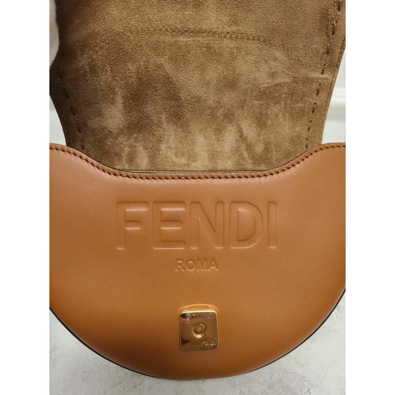 【包稅】FENDI 棕金色月光皮革單肩包-4