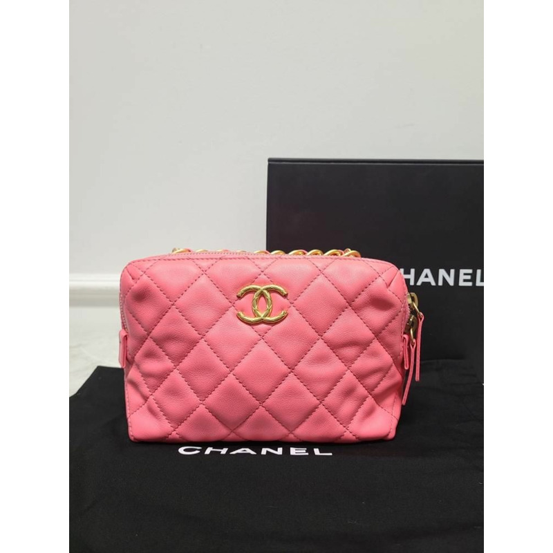 【包稅】CHANEL 粉紅保齡球小牛皮迷你斜背包-7
