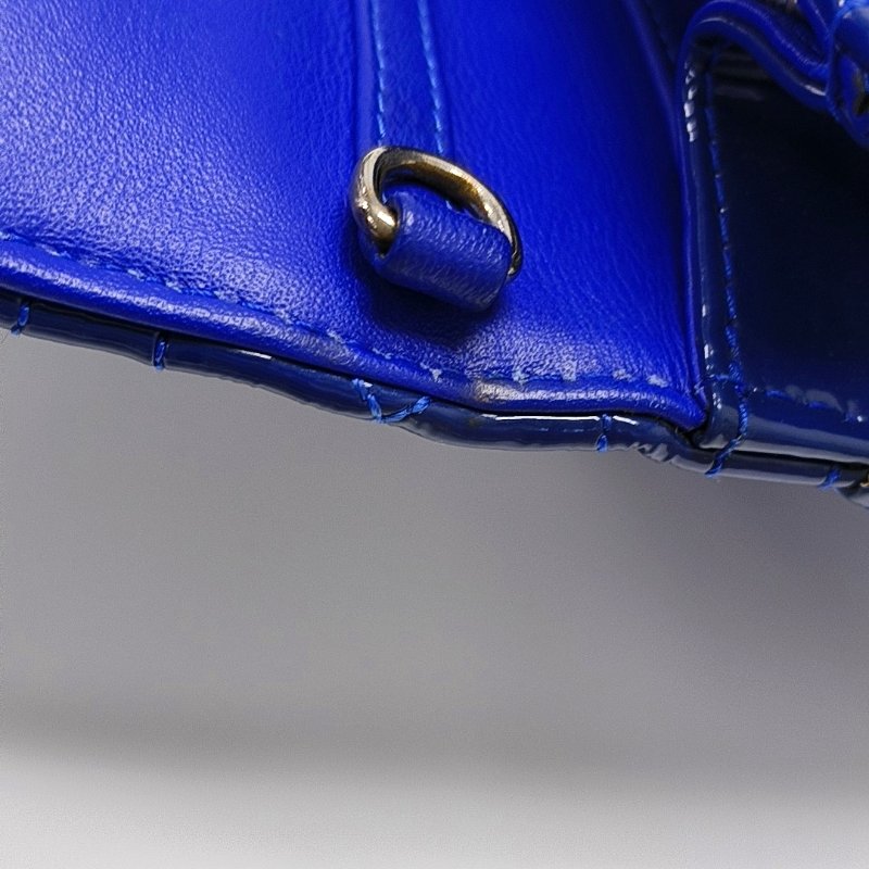 DIOR Rendez-Vous深藍色漆皮藤格紋絎縫單肩包斜挎包銀色五金可拆卸肩帶-10