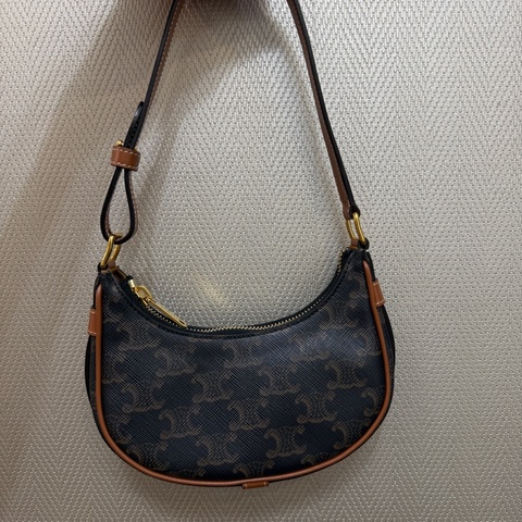 Celine PVC咖牛皮AVA Triomphe mini 手提包