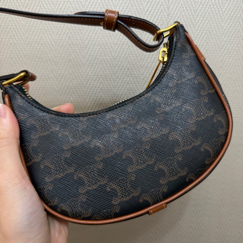 Celine PVC咖牛皮AVA Triomphe mini 手提包-6