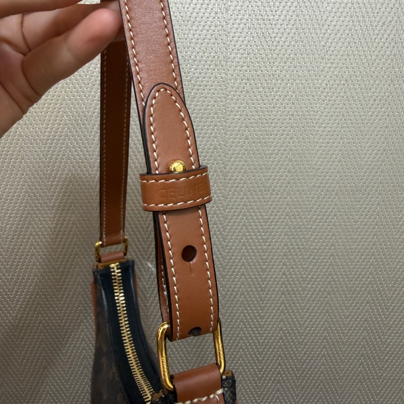 Celine PVC咖牛皮AVA Triomphe mini 手提包-8