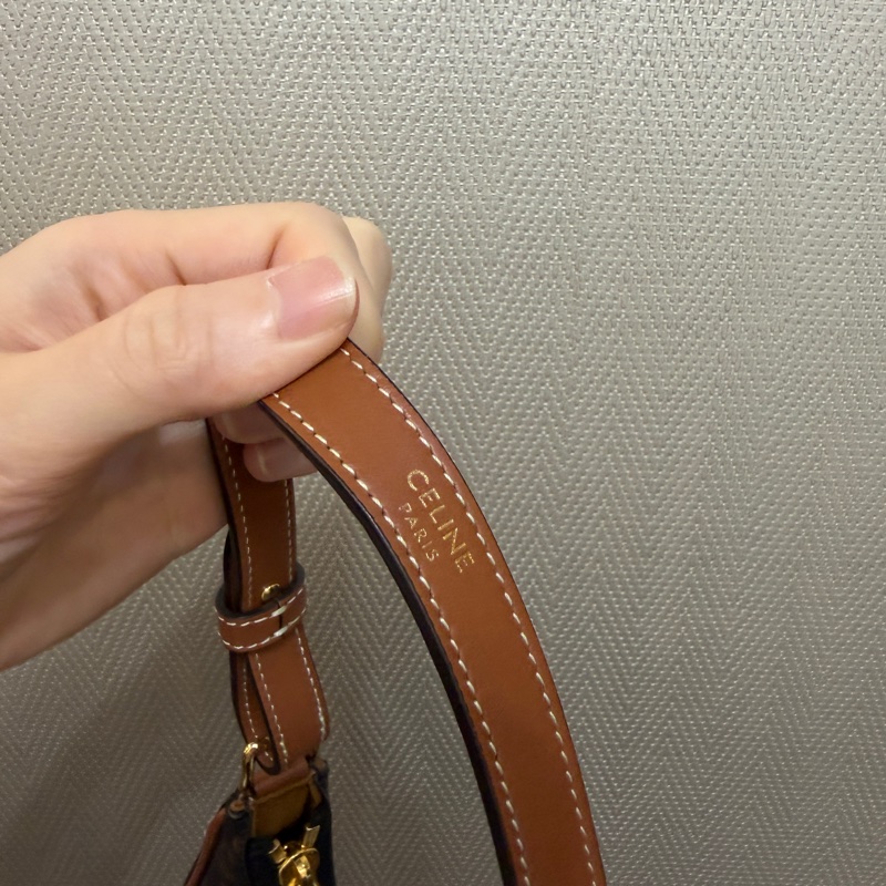 Celine PVC咖牛皮AVA Triomphe mini 手提包-9