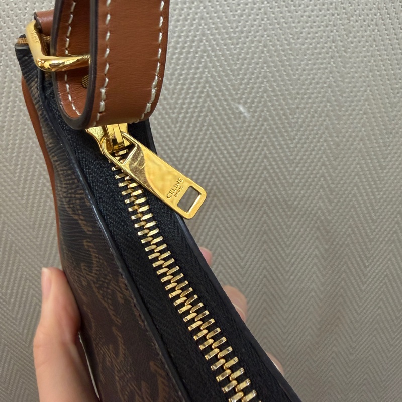 Celine PVC咖牛皮AVA Triomphe mini 手提包-10