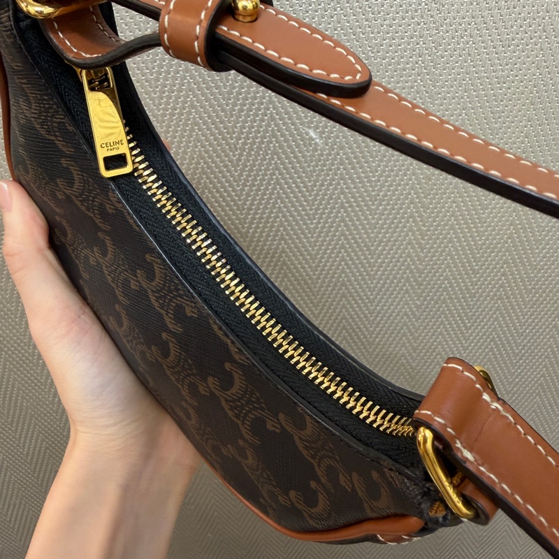 Celine PVC咖牛皮AVA Triomphe mini 手提包-11