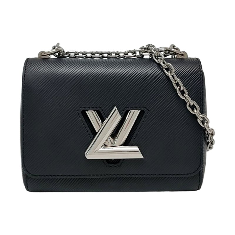 LOUIS VUITTON TWIST小號黑色EPI牛皮水波紋單肩包斜挎包手提包銀色五金可拆卸肩帶-0