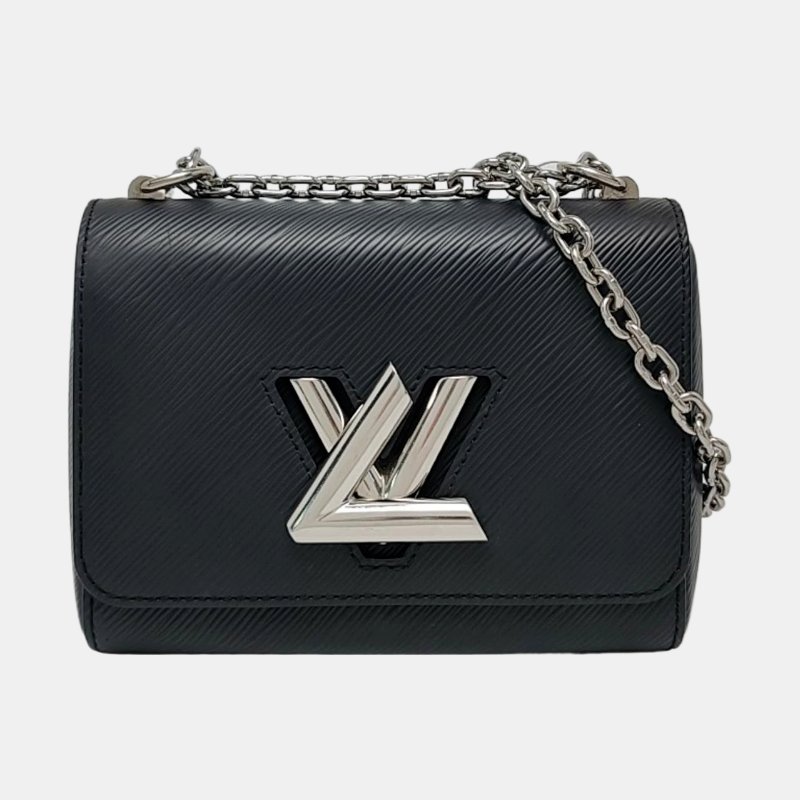 LOUIS VUITTON TWIST小號黑色EPI牛皮水波紋單肩包斜挎包手提包銀色五金可拆卸肩帶-7