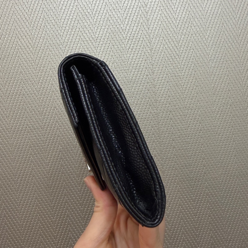 YSL 黑魚子醬牛皮銀釦小型錢包-2