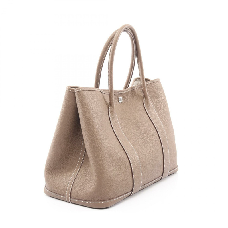 愛馬仕 Garden Party PM 手提包，Negonda 皮革，灰褐色，SHW 二手-1