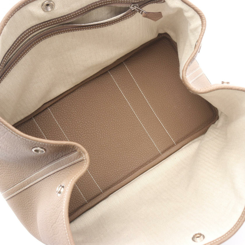 愛馬仕 Garden Party PM 手提包，Negonda 皮革，灰褐色，SHW 二手-2