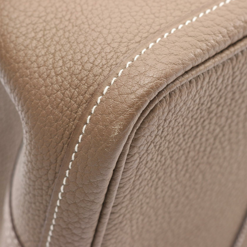 愛馬仕 Garden Party PM 手提包，Negonda 皮革，灰褐色，SHW 二手-5