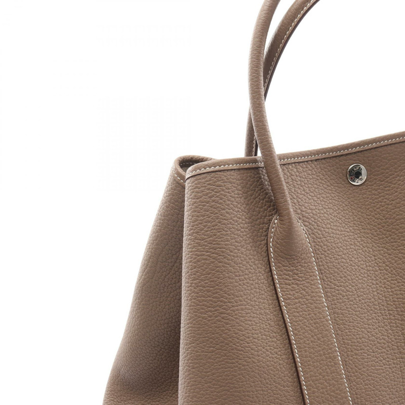 愛馬仕 Garden Party PM 手提包，Negonda 皮革，灰褐色，SHW 二手-6