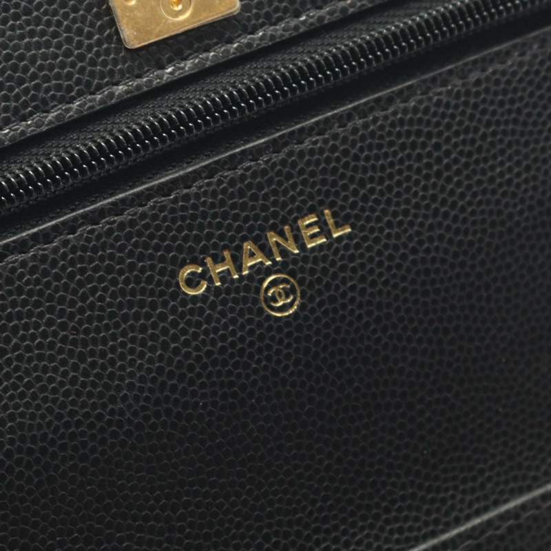 香奈兒 (CHANEL) Matelasse 單肩斜挎包，粒面小牛皮，黑色，金色五金，二手-3