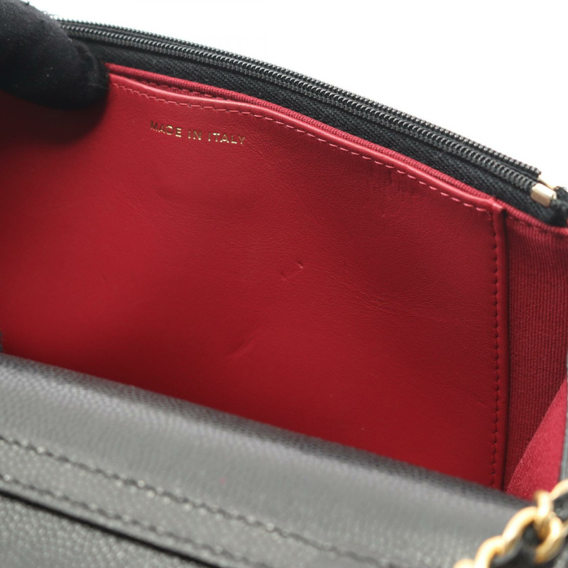 香奈兒 (CHANEL) Matelasse 單肩斜挎包，粒面小牛皮，黑色，金色五金，二手-5