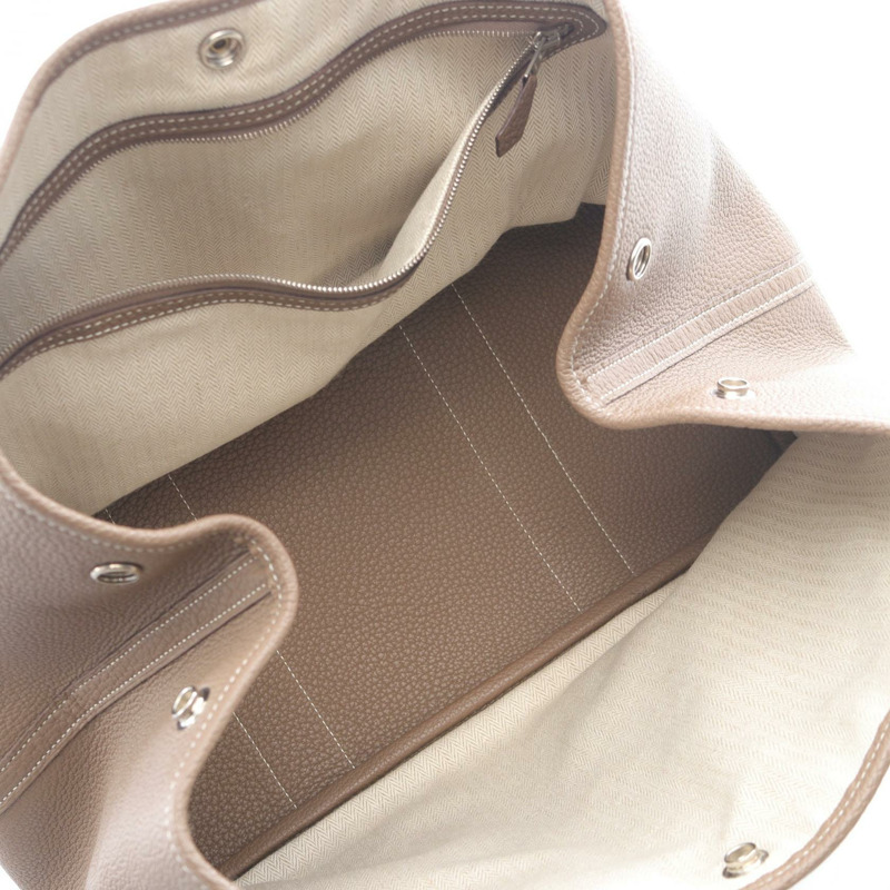 愛馬仕 Garden Party PM 手提包，Negonda 皮革，灰褐色，二手 SHW-2