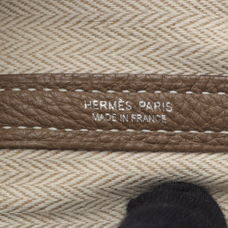 愛馬仕 Garden Party PM 手提包，Negonda 皮革，灰褐色，二手 SHW-3