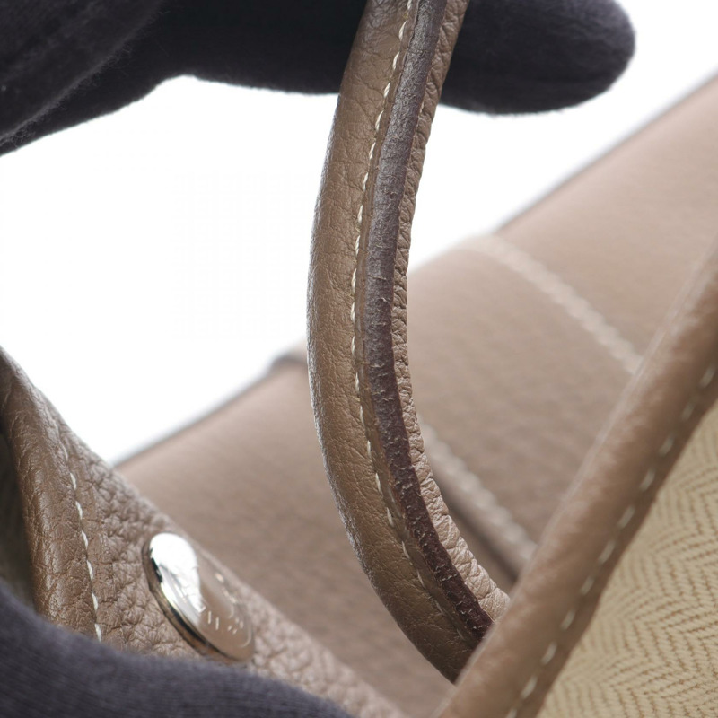 愛馬仕 Garden Party PM 手提包，Negonda 皮革，灰褐色，二手 SHW-7