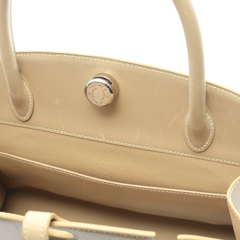 愛馬仕 Darvi MM 手提包 H Box 小牛皮 Blanc casse 二手女士 SHW-5