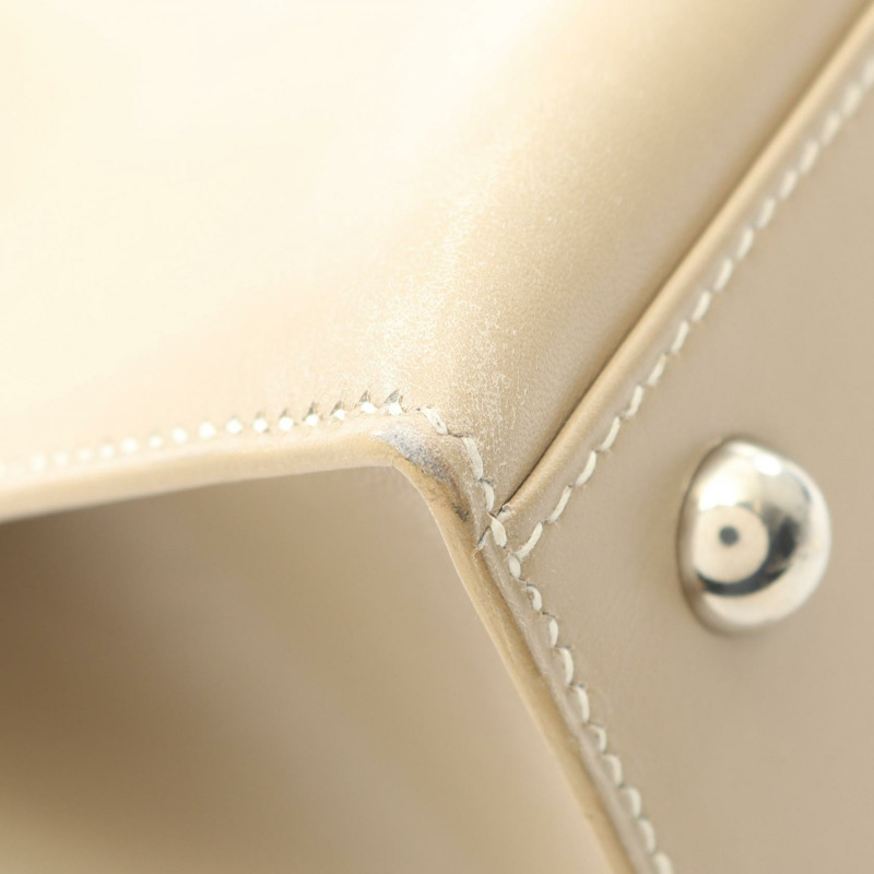 愛馬仕 Darvi MM 手提包 H Box 小牛皮 Blanc casse 二手女士 SHW-10