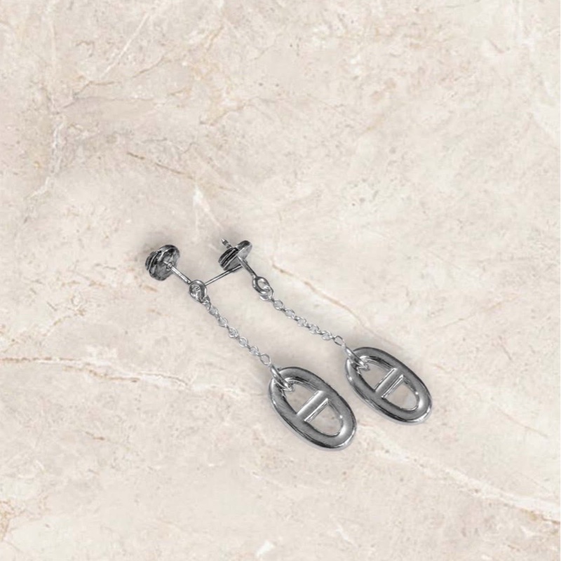 全新愛馬仕Hermes豬鼻垂墜式耳環-2