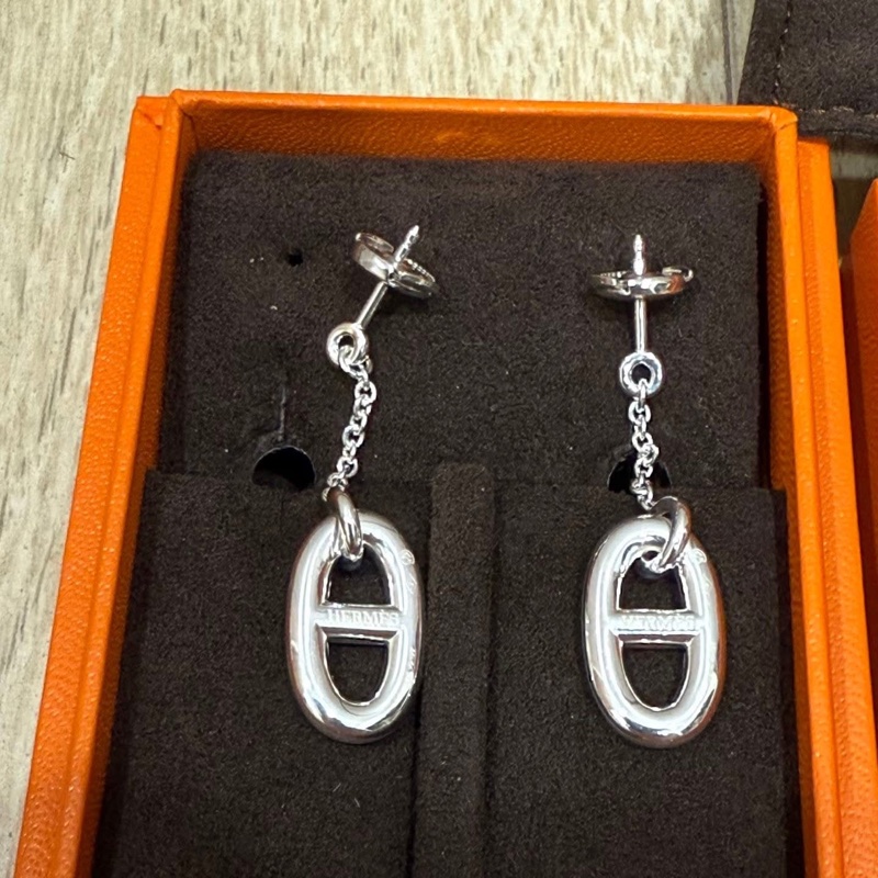 全新愛馬仕Hermes豬鼻垂墜式耳環-3