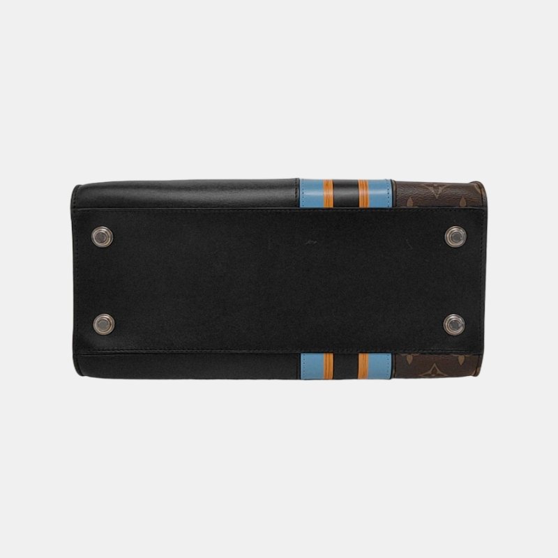 LOUIS VUITTON CITY STEAMER 黑色牛皮老花單肩包手提包斜挎包銀色五金可拆卸肩帶-4