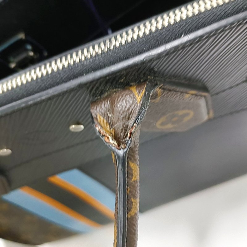 LOUIS VUITTON CITY STEAMER 黑色牛皮老花單肩包手提包斜挎包銀色五金可拆卸肩帶-9