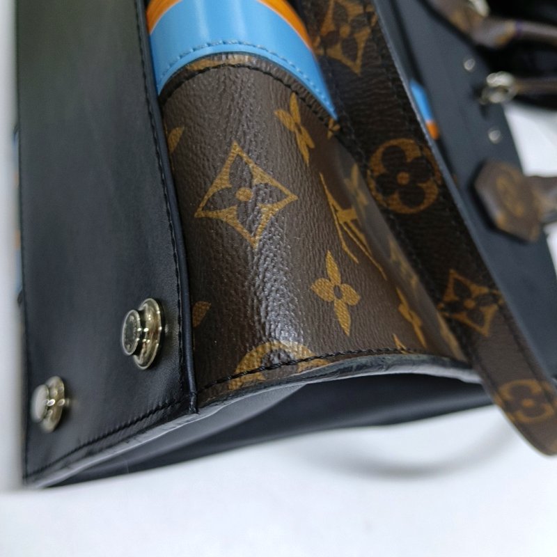 LOUIS VUITTON CITY STEAMER 黑色牛皮老花單肩包手提包斜挎包銀色五金可拆卸肩帶-12