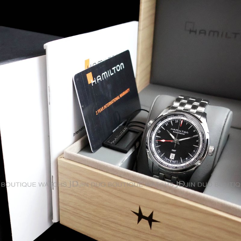 金鐸精品~W895 HAMILTON漢米爾頓Jazzmaster GMT爵士系列兩地時區42mmm自動上鍊男用腕錶-5