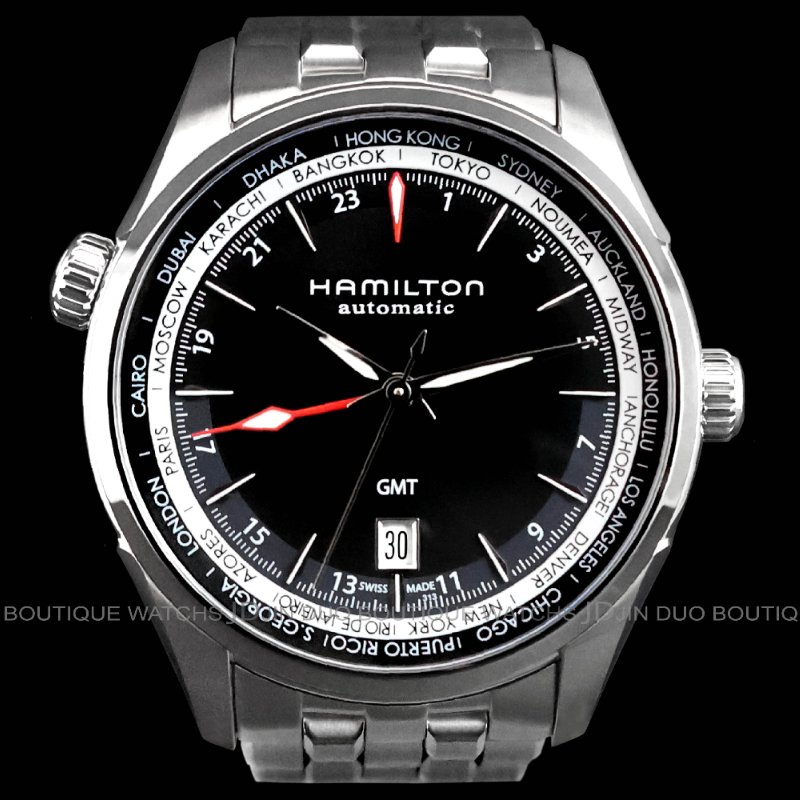 金鐸精品~W895 HAMILTON漢米爾頓Jazzmaster GMT爵士系列兩地時區42mmm自動上鍊男用腕錶-0