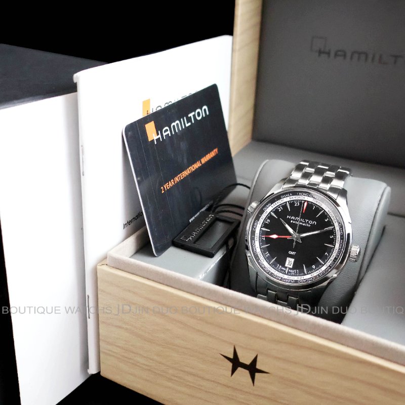 金鐸精品~W895 HAMILTON漢米爾頓Jazzmaster GMT爵士系列兩地時區42mmm自動上鍊男用腕錶-5
