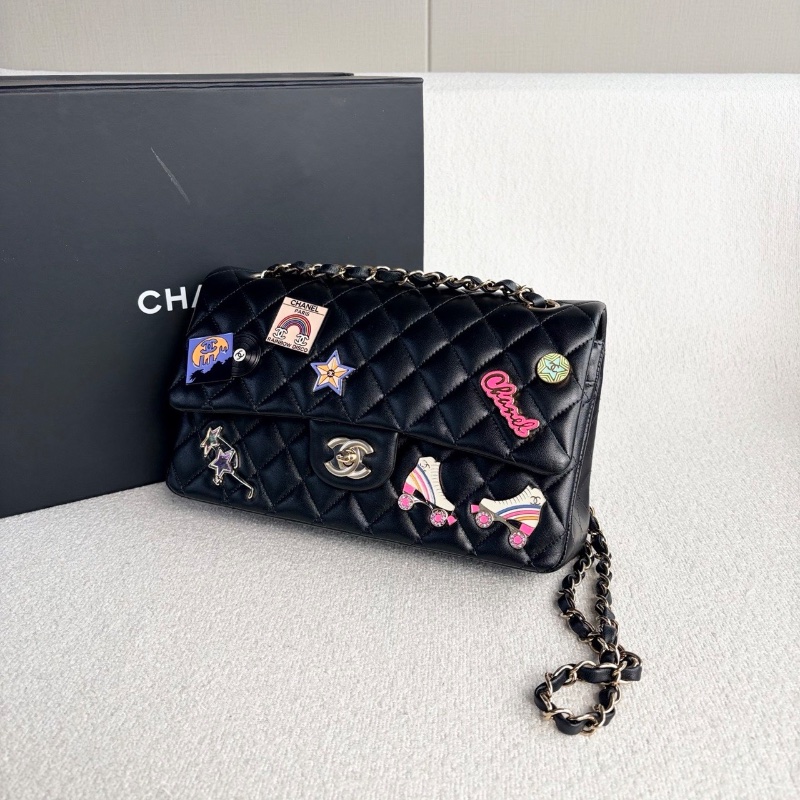 Chanel 限定徽章款CF中號芯片款25*15*6.5 99新配件塵袋-3