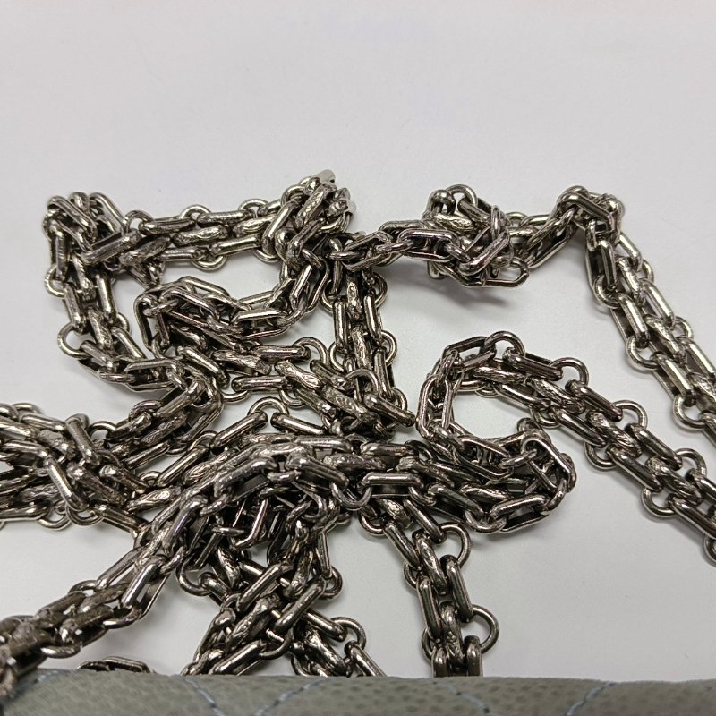 CHANEL 2.55 藍色荔枝紋牛皮菱格紋絎縫單肩包斜挎包銀色五金17開-18