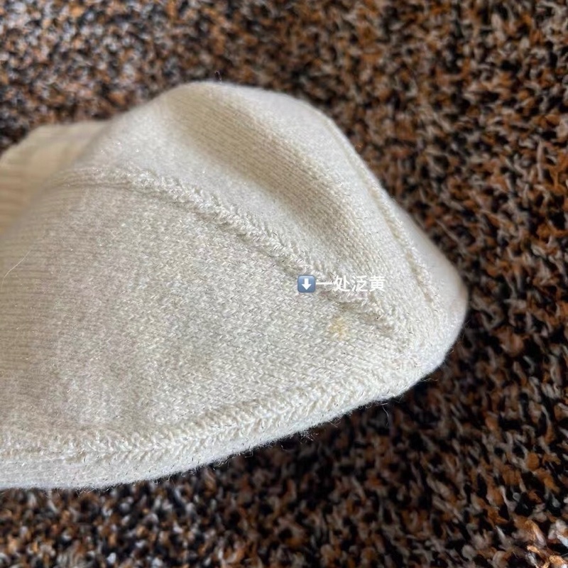 愛馬仕 Hermès by Martin Margiela 羊絨針織毛帽 奶白微金蔥｜S-1