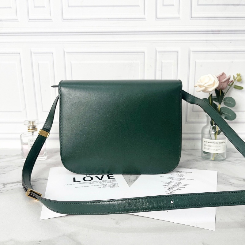 Celine box中號綠色光面皮斜背包24×17×7 98新塵袋-5